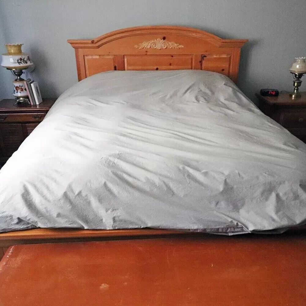 COYUCHI Organic Crinkled Cotton Percale KING Duvet Cover Gray